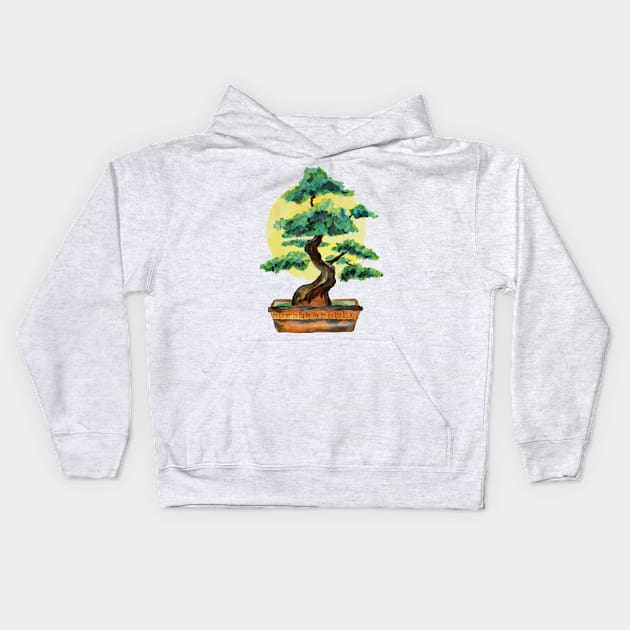 Bonsai Tree Sunshine Kids Hoodie by ZeichenbloQ